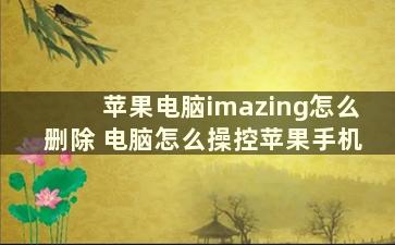 苹果电脑imazing怎么删除 电脑怎么操控苹果手机